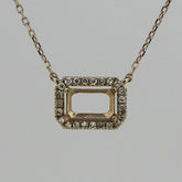 14K White Gold & Diamond Semi Mount Pendant Setting Oct 10x8mm 18" Lobser - Syzjewelry